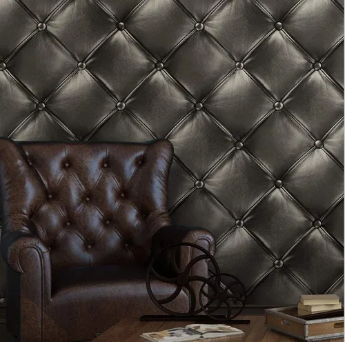 Vista 2 de QIHANG Moderno estilo simple 3D imitación suave imitación cuero patrón diamante dormitorio TV hotel fondo papel pintado 1.73' w x 32.8' L= 57 pies