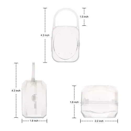 Vista 6 de Accmor Funda para chupete con asa, sin BPA, caja universal para chupete para viajes, transparente, paquete de 2