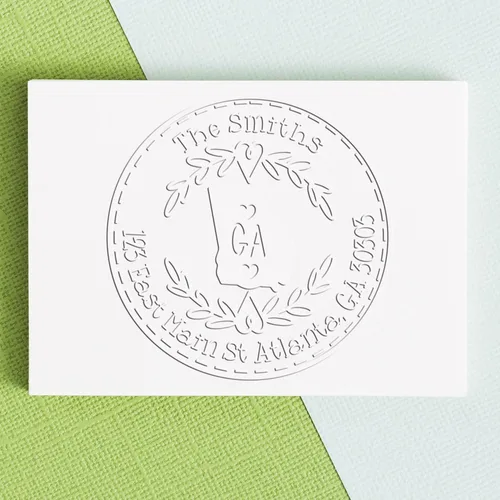 Vista 197 de Alabama State Wreath - Sello de sello de dirección personalizado para invitaciones de fiesta, tarjetas de vacaciones y decoración del hogar Sello