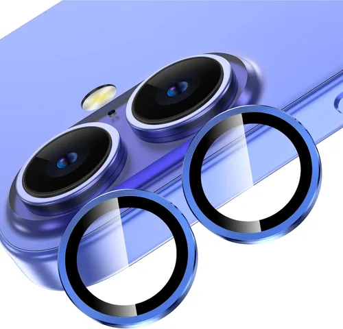 Vista 28 de YWXTW Protector de lente de cámara para iPhone 15/15 Plus/16e/ 17e, anillo de metal antiarañazos individual protector de pantalla de vidrio templado