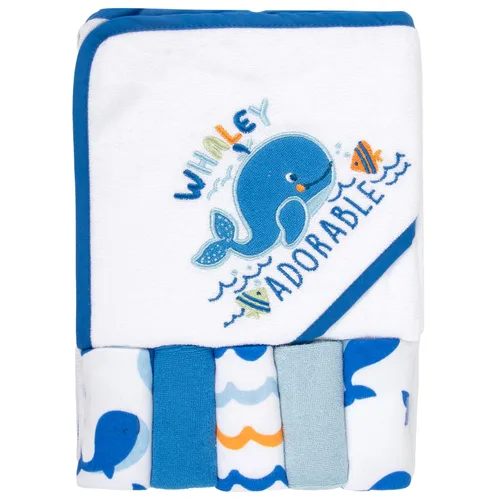 Vista 7 de Juego de toallas de baño con capucha para bebés y niños de 6 a 12 meses (azul tiburón mini)