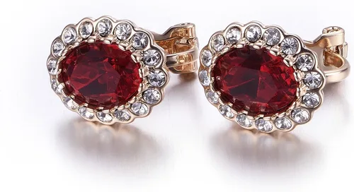 Vista 23 de Yoursfs Austria - Aretes de clip de cristal para mujer, chapados en oro de 18 quilates, joyería de moda con halo de circonita cúbica, aretes sin