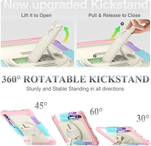 Vista 4 de SEYMAC stock Funda para tableta Samsung Galaxy Tab S10 Plus/S9 FE Plus/S9+ 5G de 12.4 pulgadas con protector de pantalla y soporte para lápiz