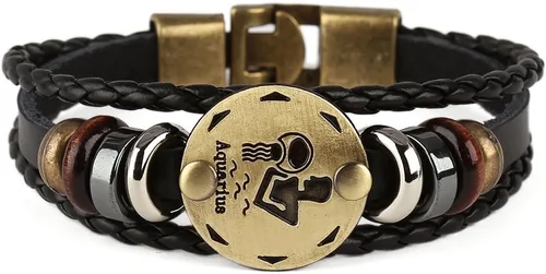 Vista 44 de Hamoery Pulsera de cuero de aleación punk para Constellation trenzada pulsera pulsera brazalete
