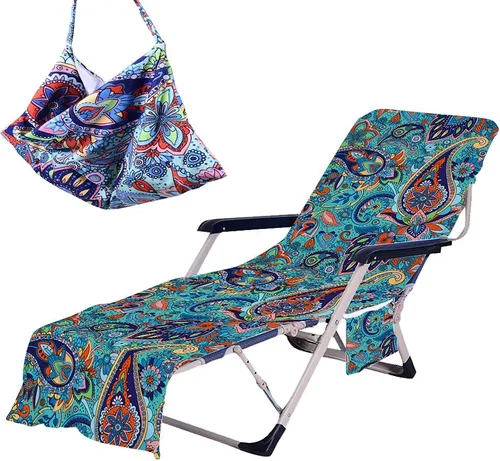 Vista 8 de Todo el Mundo Necesita Vitamina del Mar Funda para Silla de Playa con Bolsillos Laterales, Toalla Gruesa y de Secado Rápido para Tumbona, Piscina
