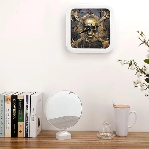 Vista 24 de 10" Square Modern Wall Clock,Different Heart Patterns Print Kitchen Clocks Wall Battery Operated,Silent Non Ticking Unique Funny Cute Wall Clock for