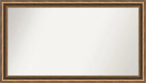 Vista 23 de Amanti Art Espejo de baño de bronce para sobre fregadero, 24 x 24 pulgadas, espejo de tocador cuadrado estrecho de bronce Manhattan, marco de madera
