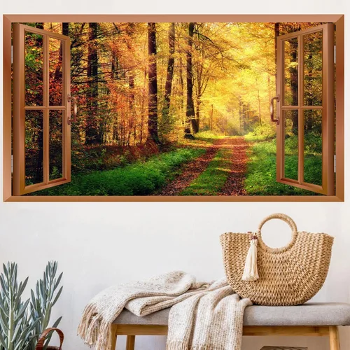 Vista 13 de Adhesivo de pared de playa 3D falso para ventanas, calcomanías de pared de paisaje marino de playa, calcomanías extraíbles 3D para paredes de Blue