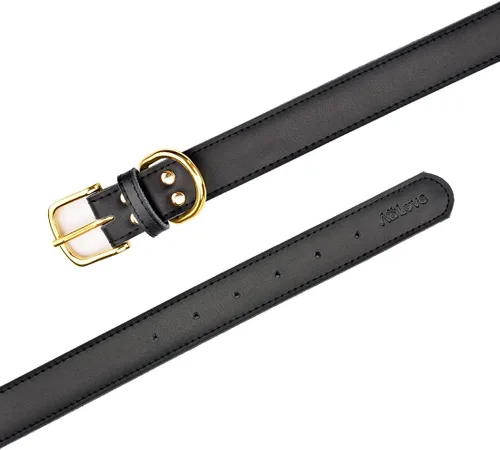 Vista 3 de Collares de cuero para mascotas, acolchados, para gatos, cachorros, perros pequeños y medianos, Negro