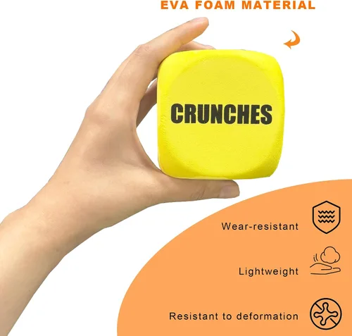 Vista 7 de Dados de espuma para ejercicios con bolsa de almacenamiento, dados de entrenamiento de seis caras, accesorios perfectos para ejercicio y fitness