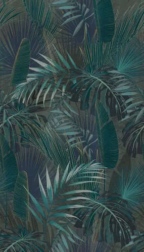 Vista 8 de CONCORD WALLCOVERINGS ™ Papel tapiz floral para dormitorio, hojas de palmera, beige, azul y verde, 63 pulgadas de ancho x 110 pulgadas de alto, 3