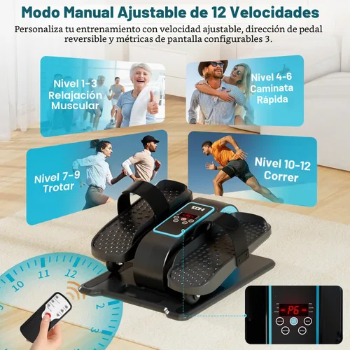 Vista 7 de TDH Under Desk Elliptical Machine Leg Exerciser Electric Quiet Portable Electric Pedal Exerciser While Sitting for Seniors Adult with 12