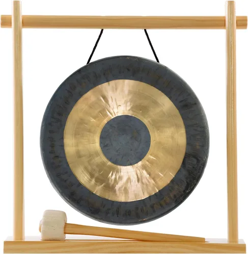 Vista 12 de 8" to 10" Gongs on My Little Pagoda Gong Stand Includes Stand, Mallet, & Your Choice of Gong/Perfect Desktop Gong/Sound Healing & Meditation/Bronze
