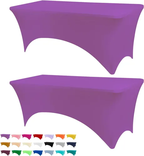 Vista 29 de BDDC - Funda de mesa ajustada de 4 pies, manteles de elastano negros, manteles elásticos lavables y resistentes a las arrugas para eventos, bodas