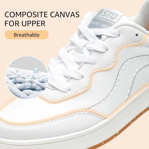 Vista 7 de STQ Zapatos de lona para mujer, con cordones, antideslizantes, cómodos, para caminar
