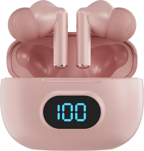 Vista 11 de Coby Auriculares inalámbricos con estuche de carga de lectura de batería LCD, mini auriculares intrauditivos Bluetooth con micrófono integrado, Negro