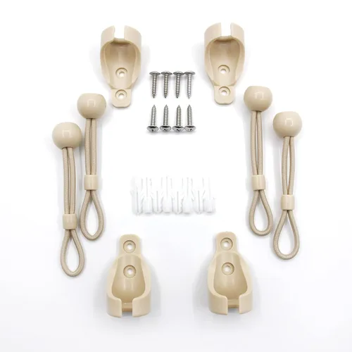 Vista 2 de Kit elástico universal para sombrillas, persianas enrollables opacas (color beige oscuro, kit de 2 unidades)