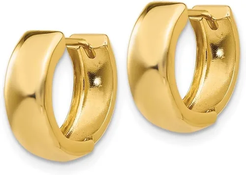Vista 2 de Diamond2Deal 14k Gold Polished Hinged Hoop Earrings (Len-0.47 In, Wid-0.47 In)