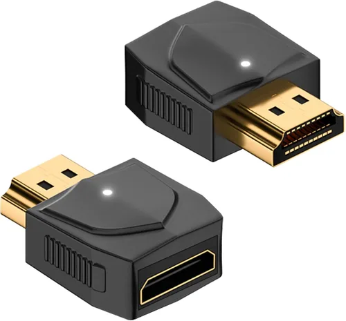 Vista 9 de Duttek Adaptador Mini HDMI de 180 grados 8K @60Hz, 48Gbps, en forma de U, adaptador extensor en ángulo mini HDMI en ángulo macho a hembra, luz LED