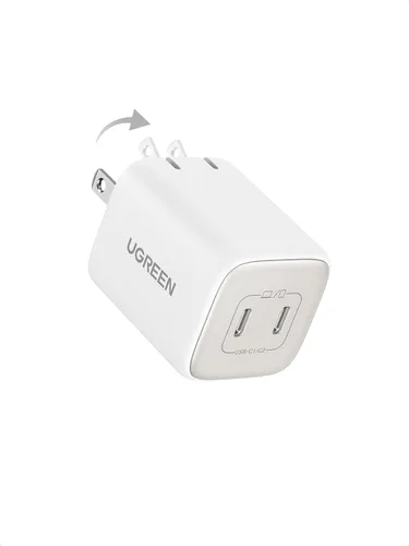 Vista 10 de UGREEN Cargador USB 45W C para iPhone 17, Bloque de Carga de Pared GaN PPS Plegable de 2 Puertos Nexode Soporta Carga Súper Rápida Samsung 2.0