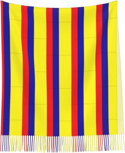 Vista 4 de Poncho de frente abierto con borla y estampado de bandera colombiana para mujer, Multicolor