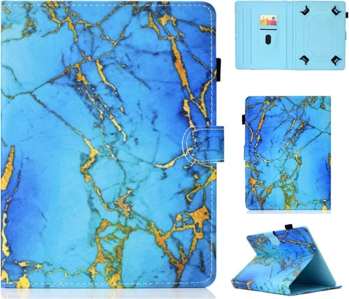 Vista 31 de Funda universal para tablet de 7 pulgadas, piel sintética [ranuras para tarjetas], cubierta magnética, para Samsung Galaxy Tab E/Tab A 7.0, Fire 7