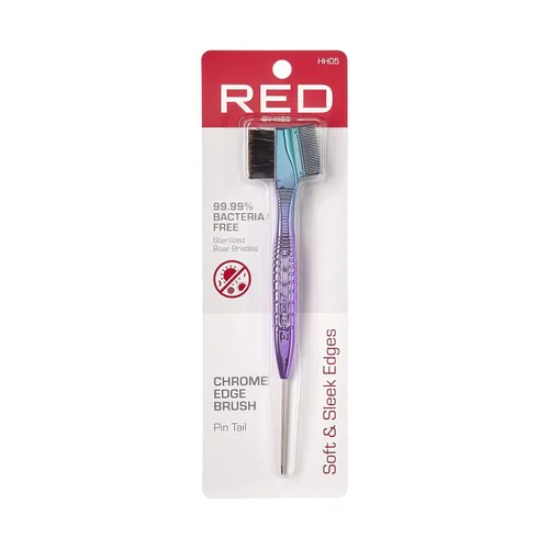 Vista 2 de RED by Kiss Cepillo con borde cromado, cepillo y peine de cerdas de jabalí 3 en 1 libre de bacterias y con cerdas esterilizadas para cantos