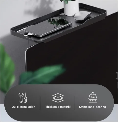 Vista 5 de JIANNI Estante superior para monitor, estante superior de TV de 2 piezas con agujeros de cuerda y plataforma antideslizante, instalación rápida sin