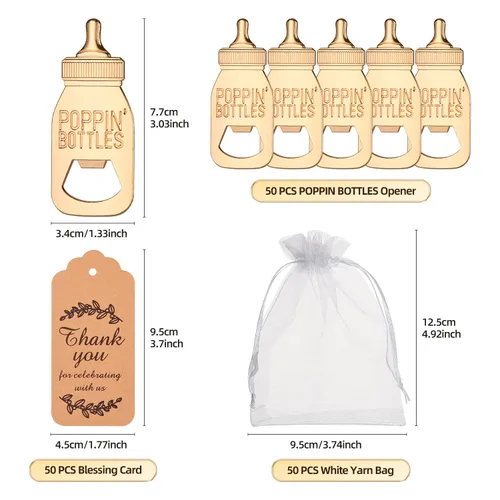 Vista 4 de 50 abridores de botellas de bebé, bonitos abrebotellas de poppin, regalos de regreso para invitados, bodas, fiestas, recuerdos, decoración de fiesta
