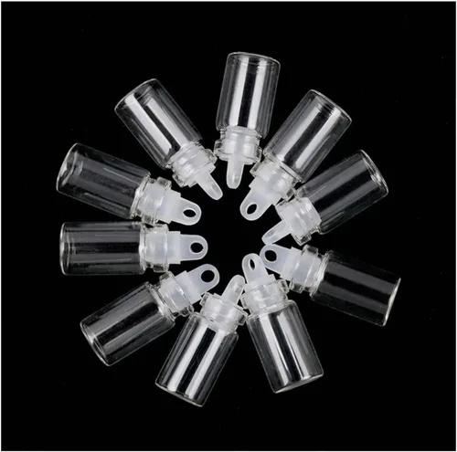 Vista 8 de 100 botellas pequeñas de vidrio de 0.0 fl oz con tapón de plástico de 65.6 ft cordeles transparentes pequeños frascos de vidrio pequeños frascos