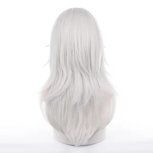 Vista 4 de Pelucas largas blancas para cosplay con explosión, peluca de fiesta de disfraces de Halloween para hombres