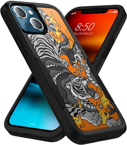 Vista 6 de CasesOnDeck Grip Case Compatible with Apple iPhone 14 (6.1") / iPhone 14 Case [Dual Tactical] Slim Heavy Duty Heavy Duty Case Black Matte (Astronaut)