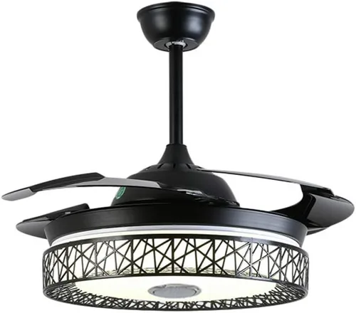 Vista 9 de Fandian Ventilador de techo inteligente moderno de 42 pulgadas con luces, altavoz Bluetooth, accesorios de iluminación, control remoto, cuchillas