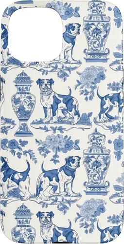 Vista 6 de Chinoiserie Dog Blue Toile Ginger Preppy Grandmillennial - Carcasa para iPhone 16