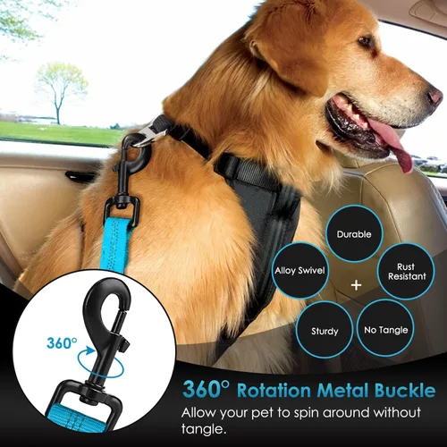 Vista 70 de SlowTon Cinturón de seguridad para perro, correa de cinturón de seguridad ajustable para perro, 2 en 1, cinturón de seguridad para perro