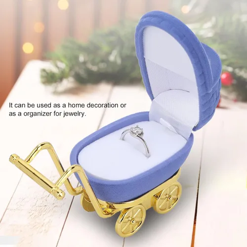 Vista 2 de Mini estuche de viaje para joyería, caja de joyería con forma de carro de bebé, organizador de regalos personalizado para mujeres y niñas, estuche