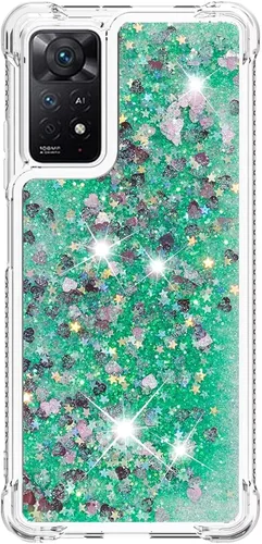Vista 92 de Funda de silicona transparente con purpurina para Xiaomi Redmi A1 Bling Liquid Clear Star Heart Silicone Bumper a prueba de golpes, funda Azul