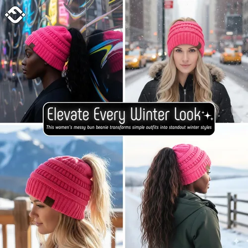 Vista 76 de Funky Junque - Gorro para mujer con ranura para cola de caballo