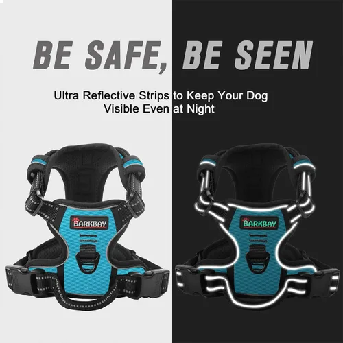 Vista 119 de BARKBAY - Arnés para perro sin tirones con clip frontal, material resistente y reflectante, asa de fácil control para pasear perros grandes