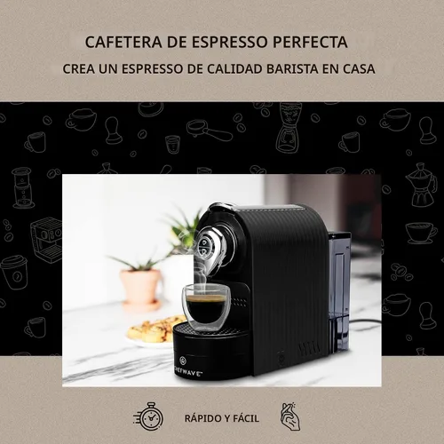 Vista 5 de ChefWave Máquina de café expreso y cafetera (negro) – Compatible con cápsulas Nespresso, programable, de un solo toque, bomba italiana de alta