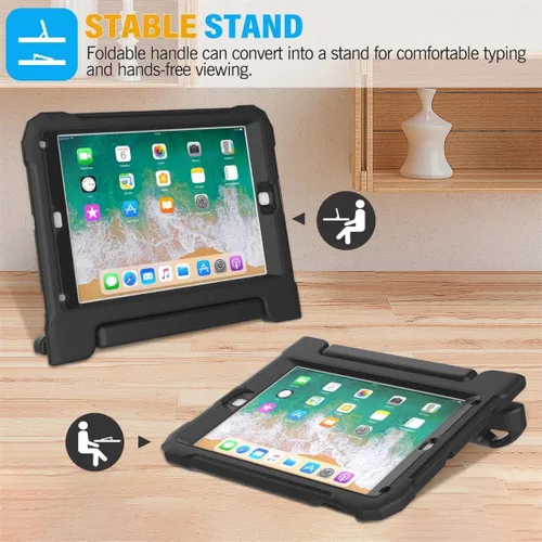 Vista 4 de SUPLIK Funda para niños para iPad de 5ª/6ª generación (9.7 pulgadas, 2017/2018), iPad Air 1 y Air 2 y Pro 9.7 Funda con protector de pantalla, funda