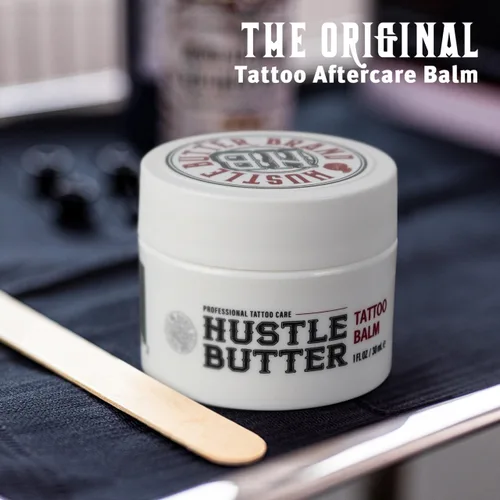Vista 7 de Hustle Butter Tattoo Aftercare 5oz At Home y 1oz Bálsamo de cuidado posterior de tamaño de viaje, úsalo mientras cura nuevos tatuajes