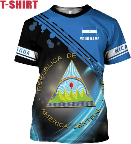 Vista 3 de Paniprints - Camisa personalizada de Nicaragua 3D, camisas con la bandera de Nicaragua, camisetas nicaragüenses, camisetas unisex para hombres