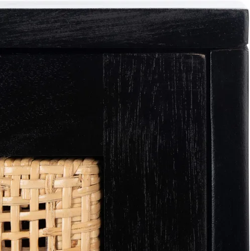 Vista 4 de SAFAVIEH Home Collection Hedwig - Mesita de noche de ratán negro y natural de 2 puertas