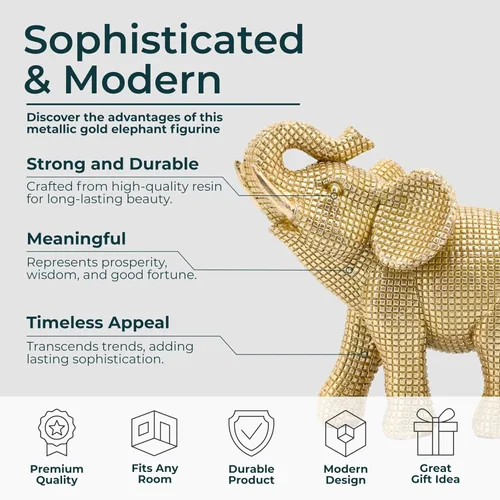 Vista 5 de Figura decorativa de elefante de resina para decoración del hogar y el baño, estatua de adorno para escritorio de oficina, sala de estar