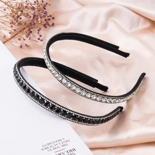 Vista 7 de HINZIC Paquete de 2 diademas de diamantes de imitación para mujer, color negro y plateado
