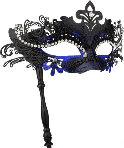 Vista 8 de Hoshin Máscara de mascarada con palo, decoraciones de Mardi Gras, máscaras venecianas para mujer