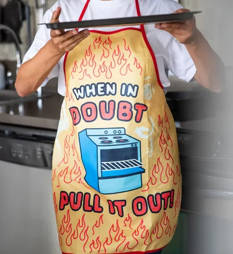 Vista 6 de When in Doubt Pull It Out Delantal divertido horno hornear cocina gráfica bata de cocina
