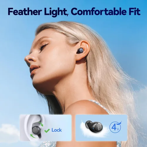 Vista 6 de EarFun Free 2S - Auriculares inalámbricos, [Versión mejorada] auriculares Bluetooth con graves profundos, 4 micrófonos para llamadas claras