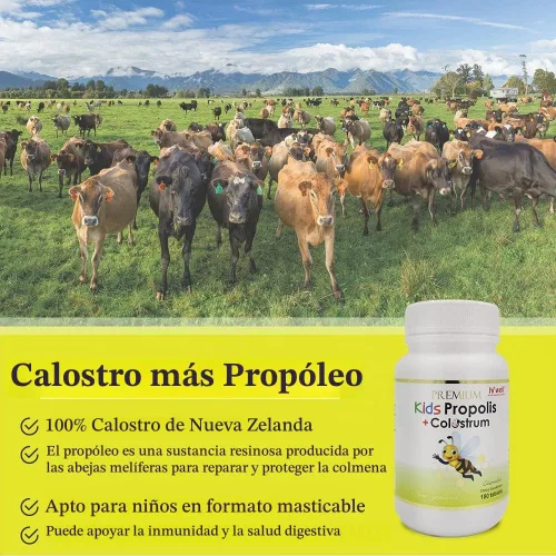 Vista 3 de Hi Well Premium Kids Propolis + Calostro alimentado con pasto 180 tabletas